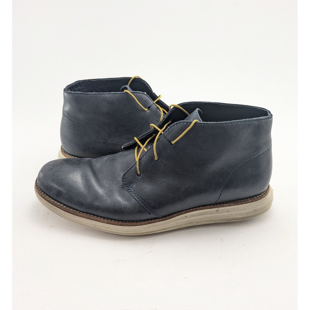 Mens Cole Haan Grand OS Lunargrand Blue Leather Chukka Boots C20319 Size 9.5